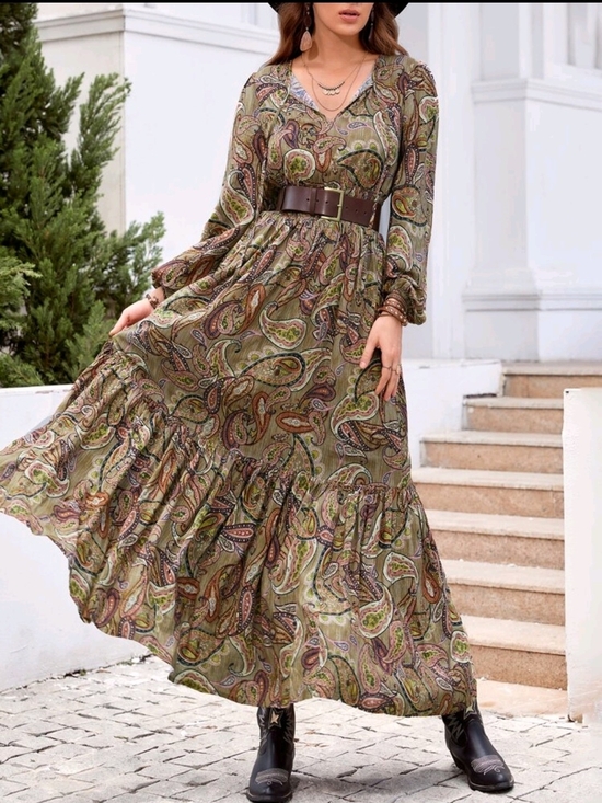 Dresses & Skirts - Paisley Olive Maxi Dress